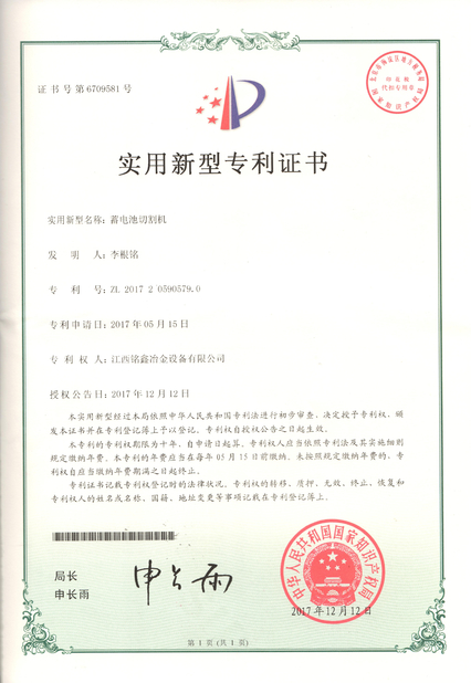 Китай Jiangxi Mingxin Metallurgy Equipment Co., Ltd. Сертификаты